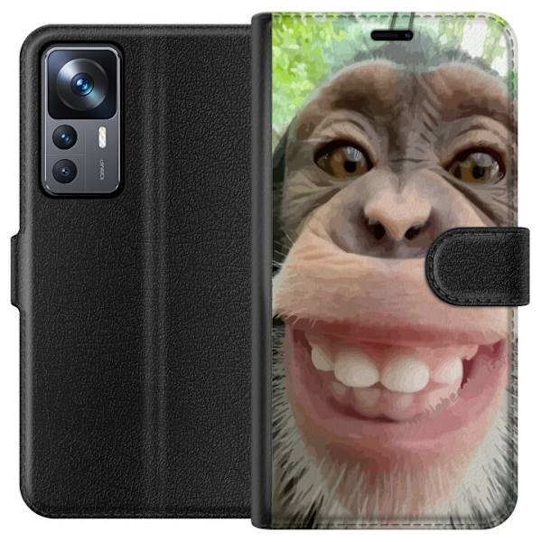Xiaomi 12T Lompakkokotelo Simpanssi Selfie Rauhallinen Graafinen Suunnittelu Apinan Aihe Suosittu Urban Art Tyyli