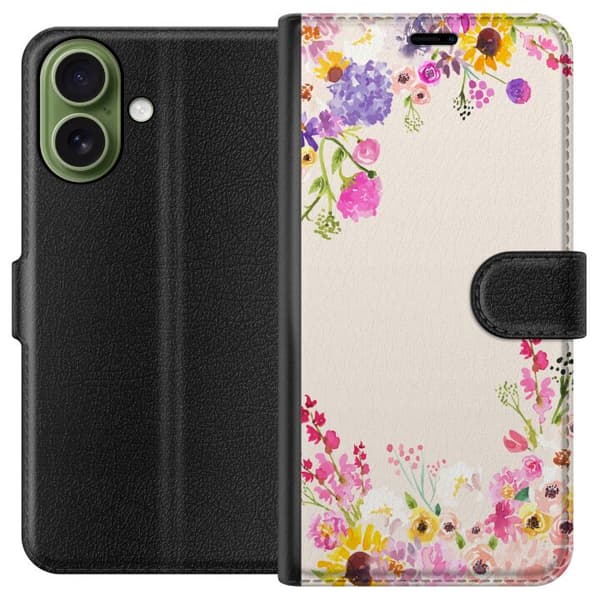 Kompatibel Tegnebogsetui til Apple iPhone 17 Blommig akvarellram