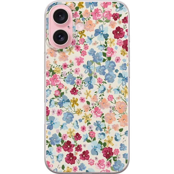 Apple iPhone 16 Gennemsigtig cover Blomster