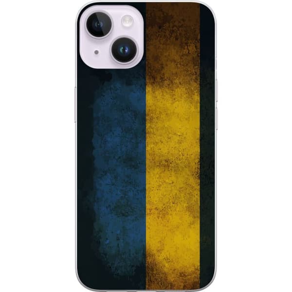 Kompatibelt Mobildeksel til Apple iPhone 14 Plus Ukrainas flagg med grungeeffekt og rå tekstur i blått og gult blå
