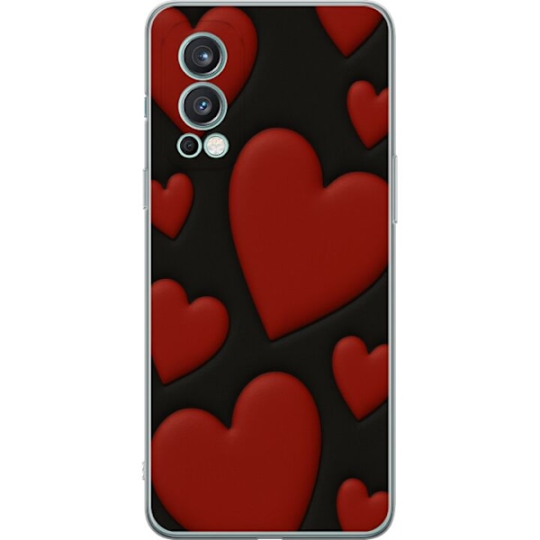 OnePlus Nord 2 5G Genomskinligt Skal Red Velvet Hearts