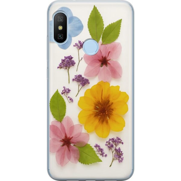Xiaomi Mi A2 Lite Gjennomsiktig deksel Pressede blomster