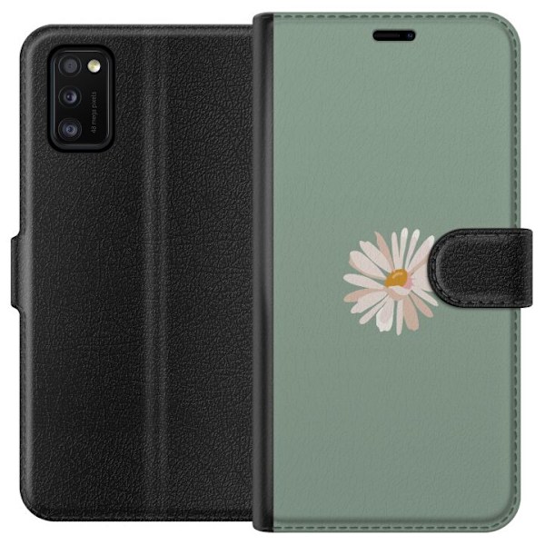 Samsung Galaxy A41 Tegnebogsetui Grøn Minimalblomst - stilfuld blomst på grøn baggrund