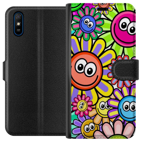 Xiaomi Redmi 9A Tegnebogsetui Glade Blomster