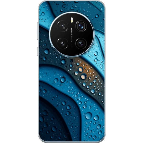 Kompatibelt Mobildeksel til Honor Magic7 Pro Blå abstrakte bølger med glitrende vanndråper i moderne grafisk design blå