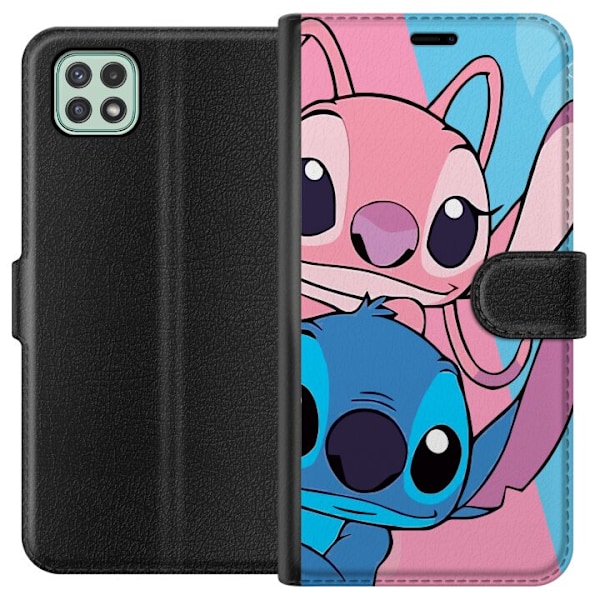 Samsung Galaxy A22 5G Tegnebogsetui Stitch & Angel