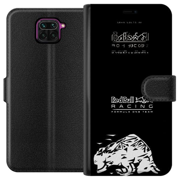 Kompatibel Tegnebogsetui til Xiaomi Redmi Note 9 Red Bull Racing Formula One Team med minimalistisk sort design sort