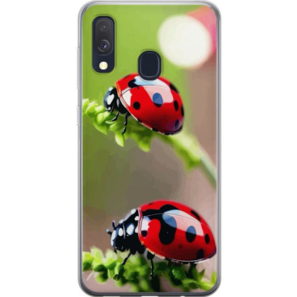 Samsung Galaxy A40 Genomskinligt Skal Nyckelpiga Insekt Lycka Symbol Naturmotiv Populärt Grafiskt Motiv Dekoration Sommar Tur
