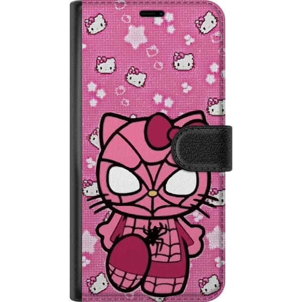 Kompatibelt Plånboksfodral till Xiaomi Redmi Note 15 Pro+ Rosa katt i spindeldräkt rosa