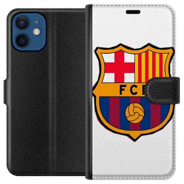 Apple iPhone 12 mini Plånboksfodral FC Barcelona Emblem Fotboll Katalonien Blå Röd Klubblogo Stolthet La Liga Fans Ikoniskt Motiv
