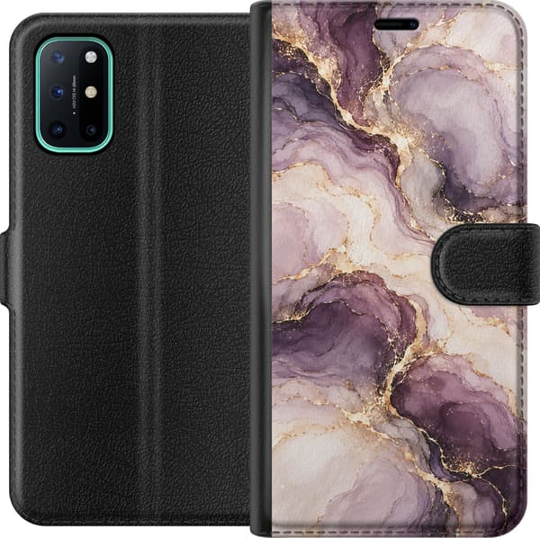 Kompatibel Tegnebogsetui til OnePlus 8T Blommemarmor lilla