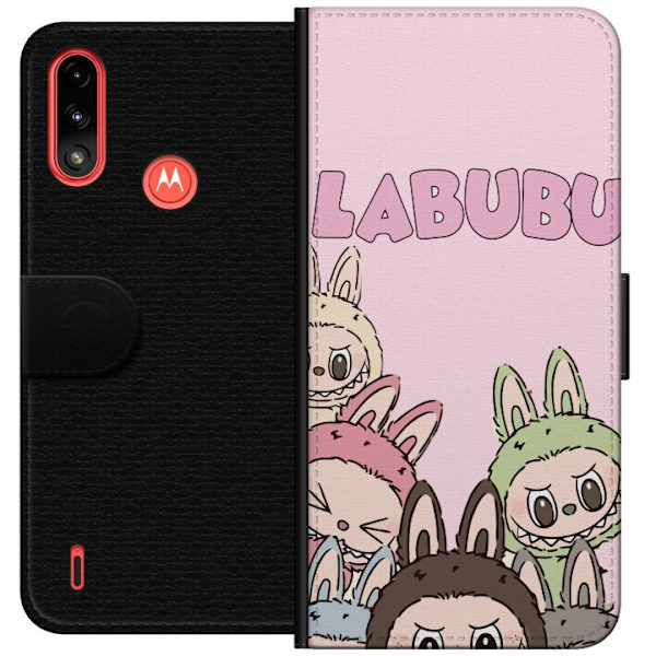 Motorola Moto E7 Power Lompakkokotelo Labubu Pop Mart Hahmot Keräilykohteet Suosittu Hahmosarja Suunnittelu Pop Mart Leikkikalutaide Aihe
