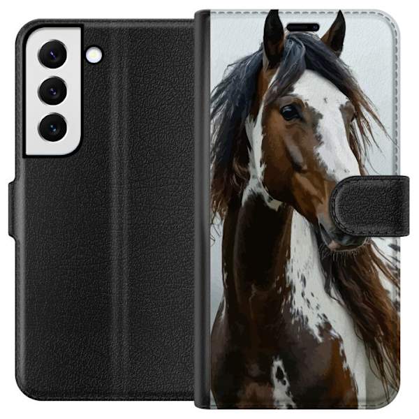 Samsung Galaxy S22 5G Tegnebogsetui Hest Dyrsmotiv Grafisk Design Natur Kraftfuldt Motiv Populært Vægkunst Dyretema Ridning
