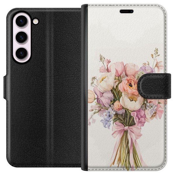 Samsung Galaxy S23+ Plånboksfodral Mobilskal med färgglad blombukett i romantisk stil