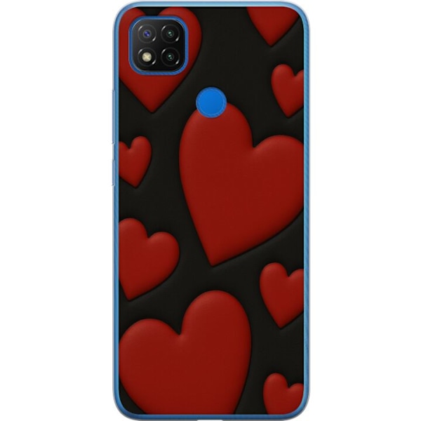 Xiaomi Redmi 9C Genomskinligt Skal Red Velvet Hearts