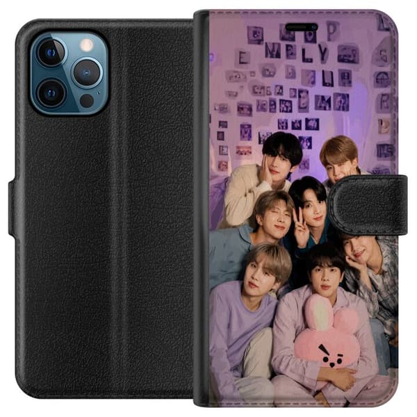Kompatibel Tegnebogsetui til Apple iPhone 12 Pro Max BTS lilla