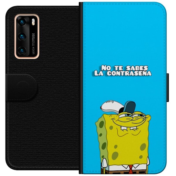 Huawei P40 Tegnebogsetui SvampeBob Firkant