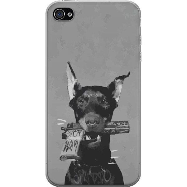Apple iPhone 4 Gennemsigtig cover Grå Hund Grafisk Design Sejt Dyremotiv Gadekunst Urban Trend Hundeejer Stil Populært Motiv