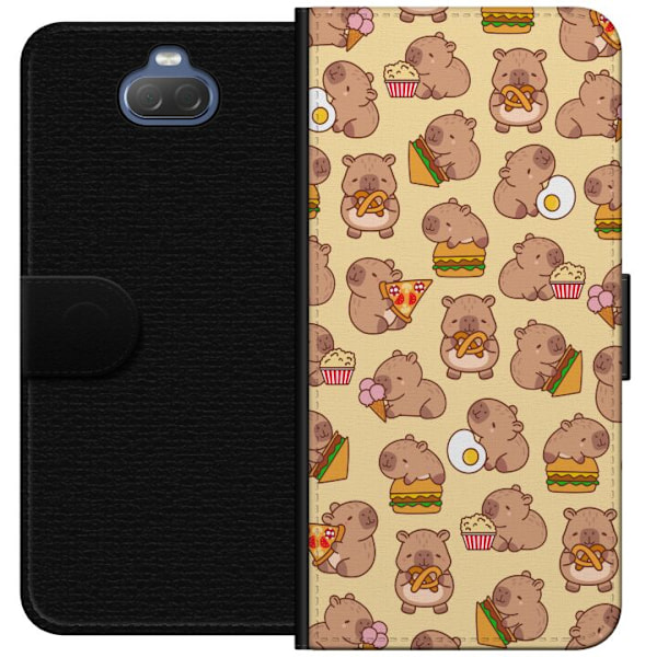 Sony Xperia 10 Plus Tegnebogsetui Kawaii capybara mobilcover med flere søde figurer
