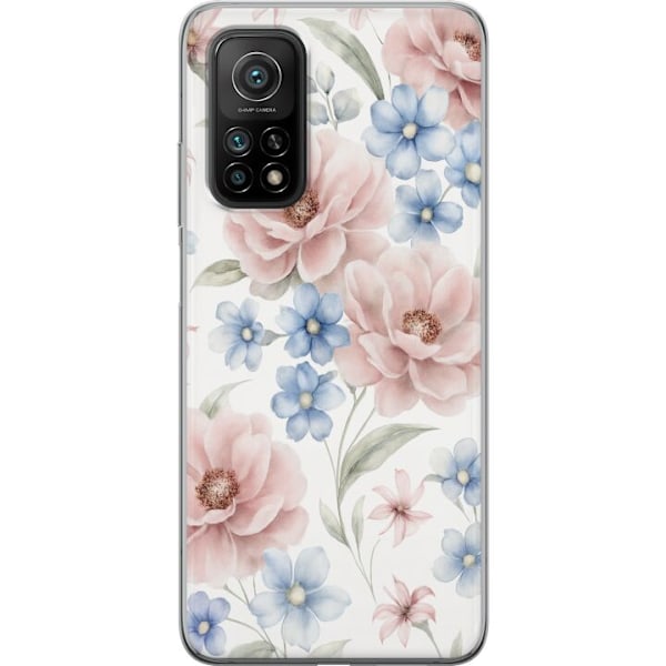 Xiaomi Mi 10T 5G Läpinäkyvä kuori Romanttiset kukat
