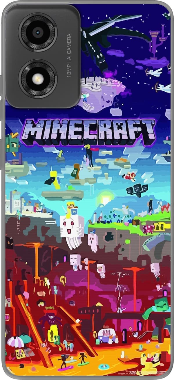 Kompatibel Mobilcover til Motorola Moto E14 MineCraft