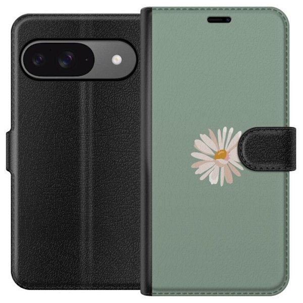 Google Pixel 9 Plånboksfodral Grön Minimalblomma – stilren