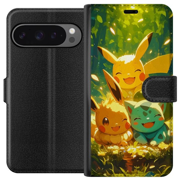 Google Pixel 9 Pro XL Tegnebogsetui Pixelmonster spillestil - farverig design til retro-elskende gamere