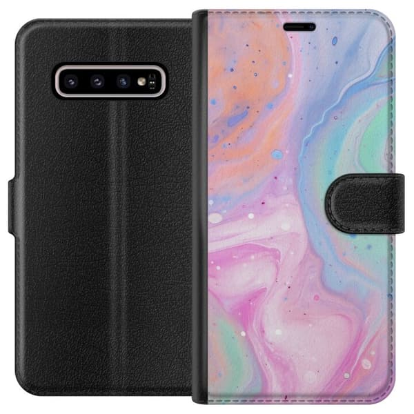 Kompatibelt Lommeboketui til Samsung Galaxy S10+ Pastellmarmor
