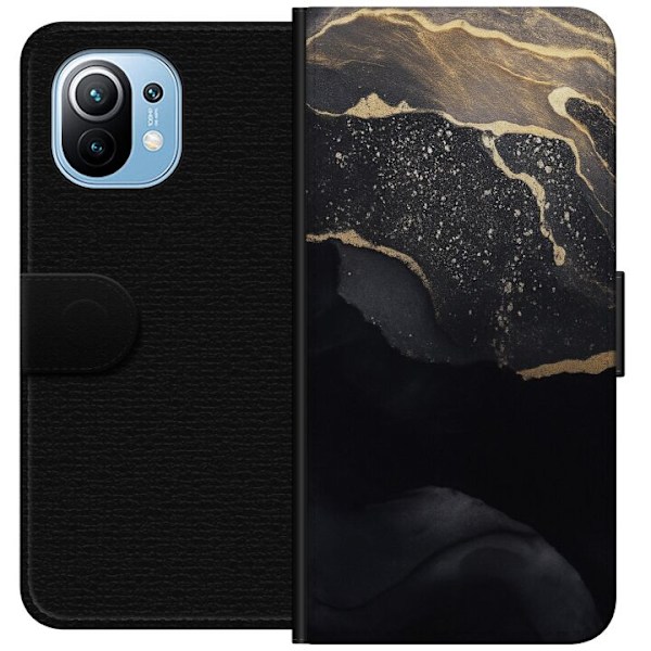 Xiaomi Mi 11 Tegnebogsetui Sort guld abstrakt