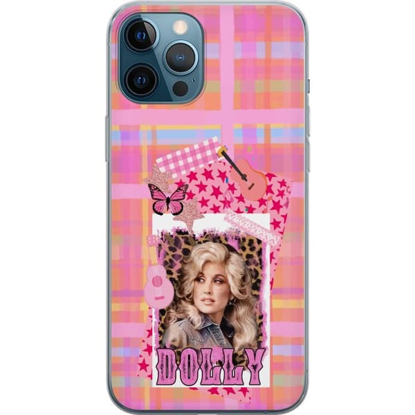 Kompatibelt Mobilskal till Apple iPhone 12 Pro Max Dolly Parton rosa countrycollage med gitarr rosa