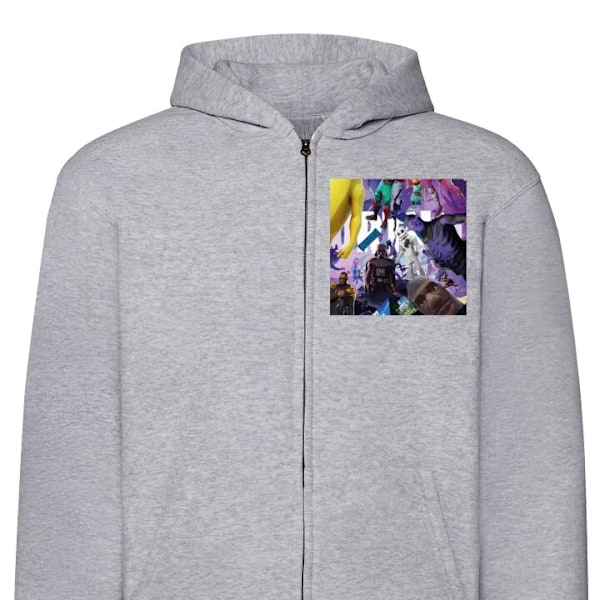 Zip-Hoodie | Huvtröja med Dragkedja för Vuxna Fortnite grå XXL