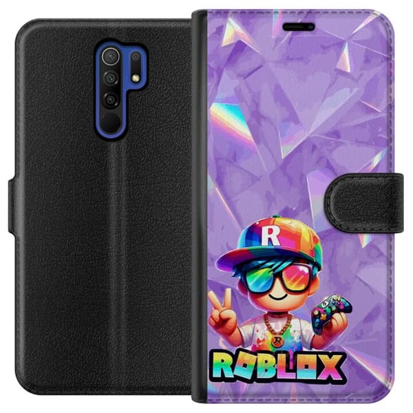 Kompatibel Tegnebogsetui til Xiaomi Redmi 9 Farverig gamerfigur med spilcontroller, solbriller og regnbuedetaljer lilla