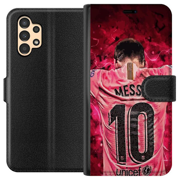 Samsung Galaxy A13 Tegnebogsetui Messi Fodbold Barcelona Argentina Motiv Legendarisk Spiller FC Barcelona Nummer 10 Sport Fodbold