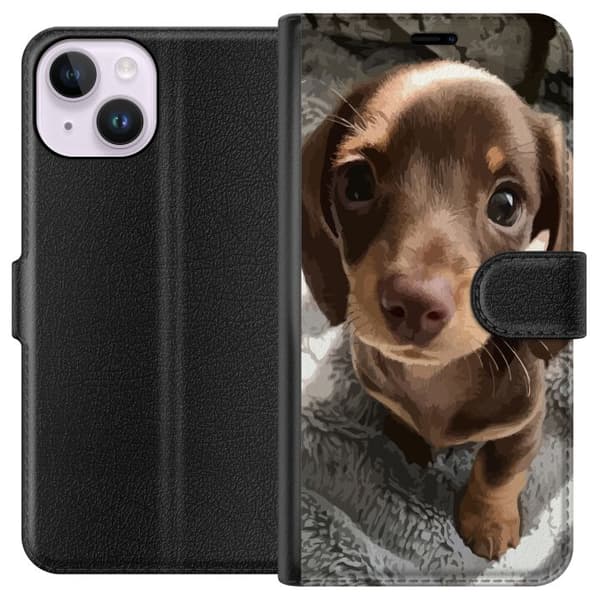 Kompatibel Tegnebogsetui til Apple iPhone 14 Sød Hund