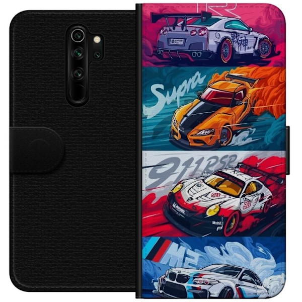 Xiaomi Redmi Note 8 Pro  Lompakkokotelo Nopeat Autot - Piirretty Kuvio Toiminnalla