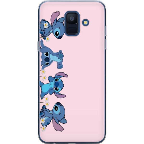 Samsung Galaxy A6 (2018) Genomskinligt Skal Stitch Skratt & Bus – Perfekt för Mobilskal eller Poster