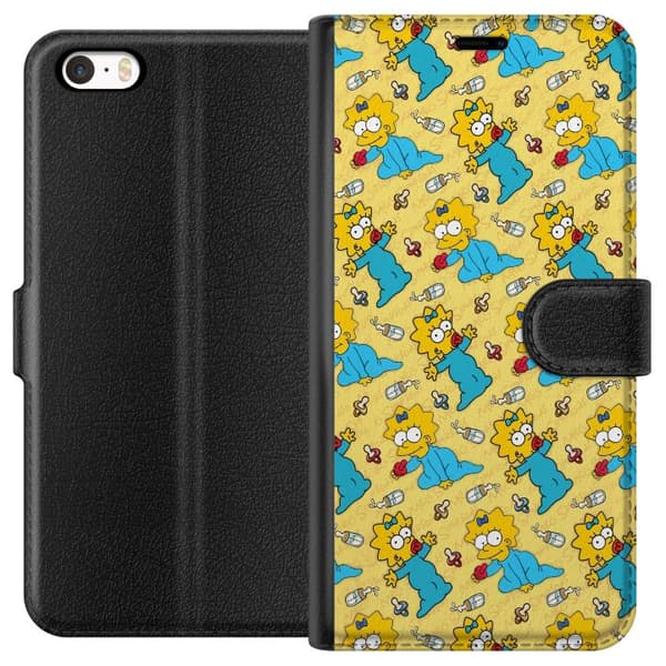 Kompatibel Tegnebogsetui til Apple iPhone 5 Mønster med Maggie Simpson, sutter og sutteflasker gul