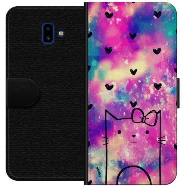 Samsung Galaxy J6+ Plånboksfodral Katt med hjärtan