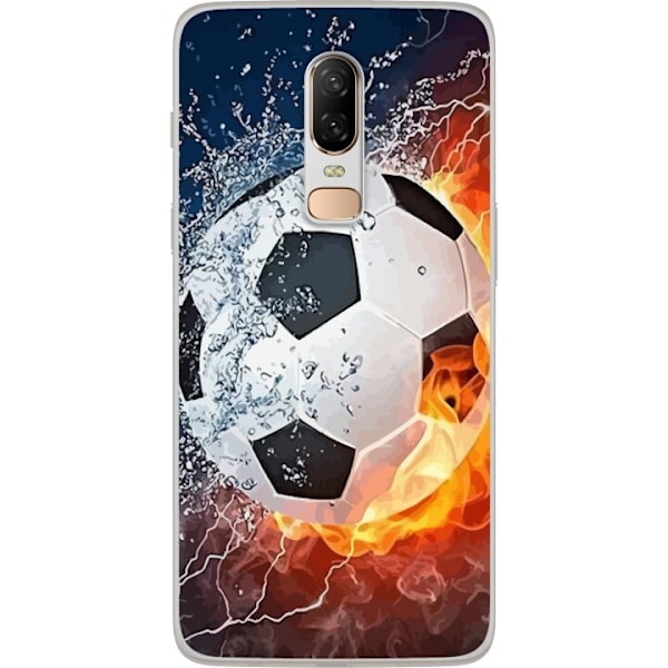 OnePlus 6 Gennemsigtig cover Fodbold Ild