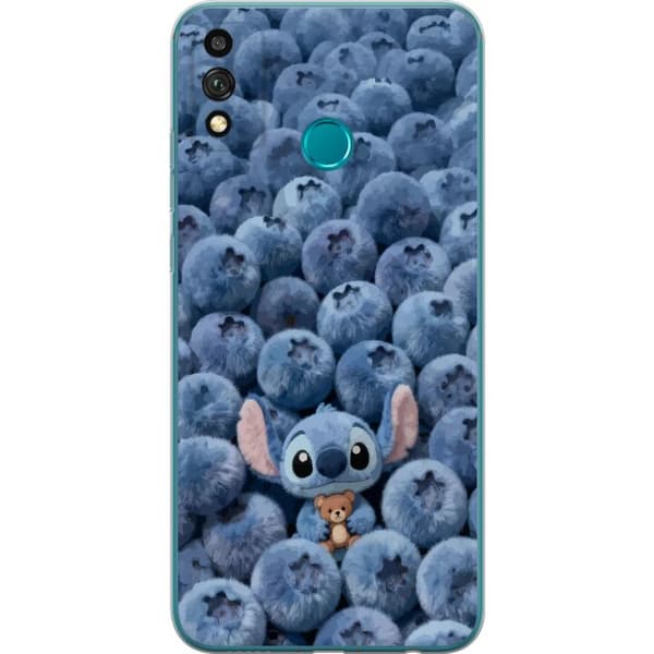 Kompatibelt Mobildeksel til Honor 9X Lite Søt fluffy blå figur med liten bamse blant myke blåbær blå