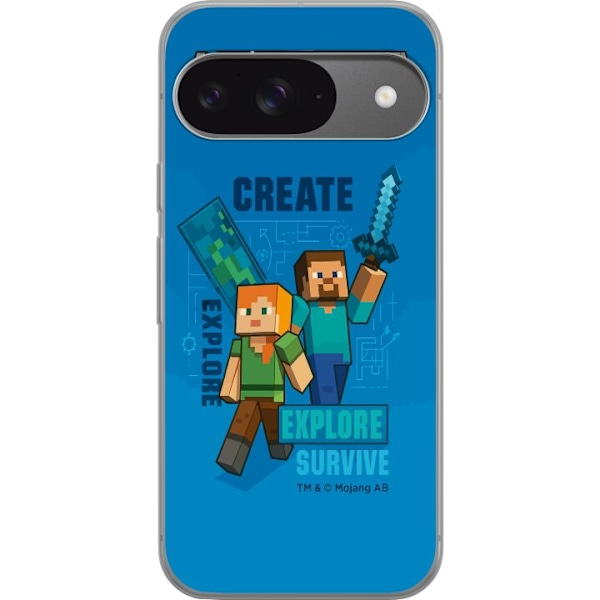 Google Pixel 9 Pro Läpinäkyvä kuori Minecraft Luolastot