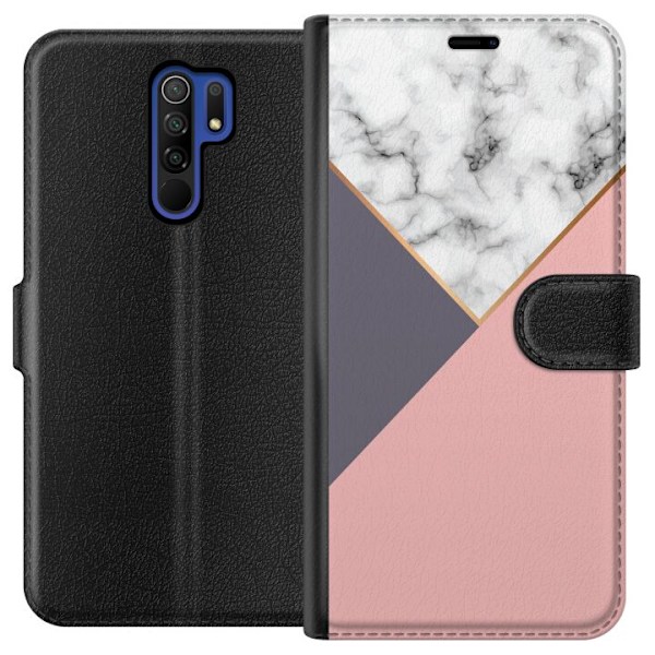 Xiaomi Redmi 9 Tegnebogsetui Marmor Skæring