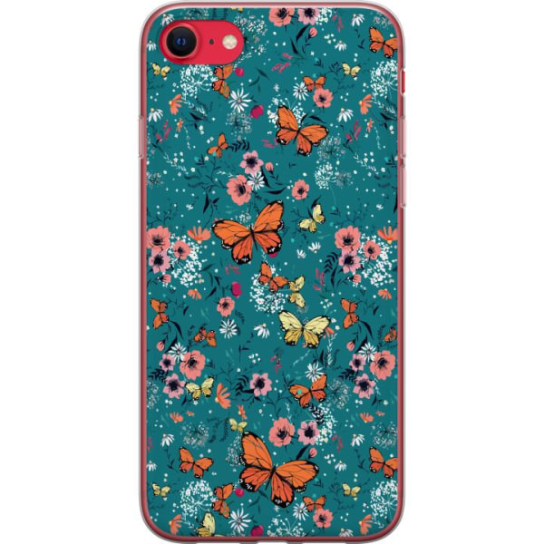 Apple iPhone SE (2022) Gennemsigtig cover Sommerfugle og bloms