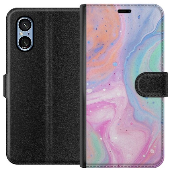 Sony Xperia 5 V Tegnebogsetui Pastelmarmor