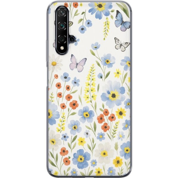 Huawei nova 5T Genomskinligt Skal Sommarblommor