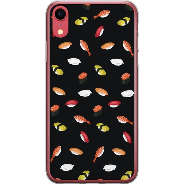 Kompatibel Mobilcover til Apple iPhone XR Mønster med sushi, nigiri, rejer og rogn mod sort baggrund sort
