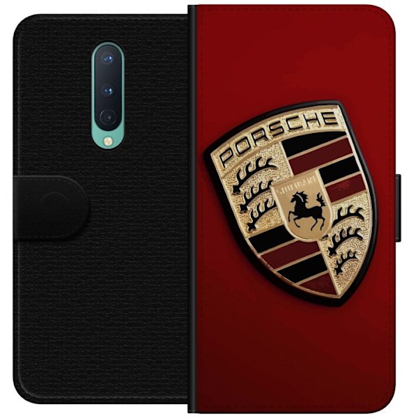 OnePlus 8 Tegnebogsetui Mobil etui med stilfuld Porce-logo i sort og hvid