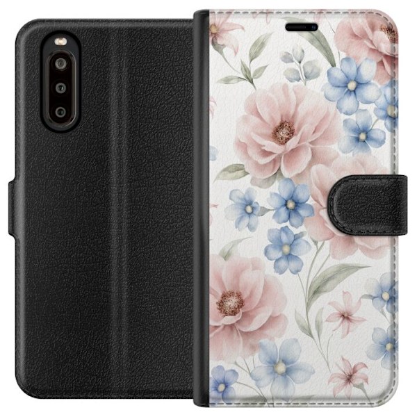 Sony Xperia 10 II Tegnebogsetui Romantiske blomster