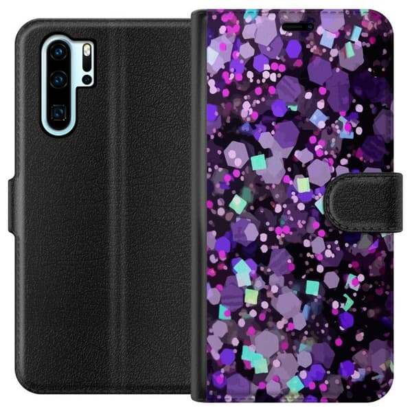 Kompatibel Tegnebogsetui til Huawei P30 Pro Lilla Glitter