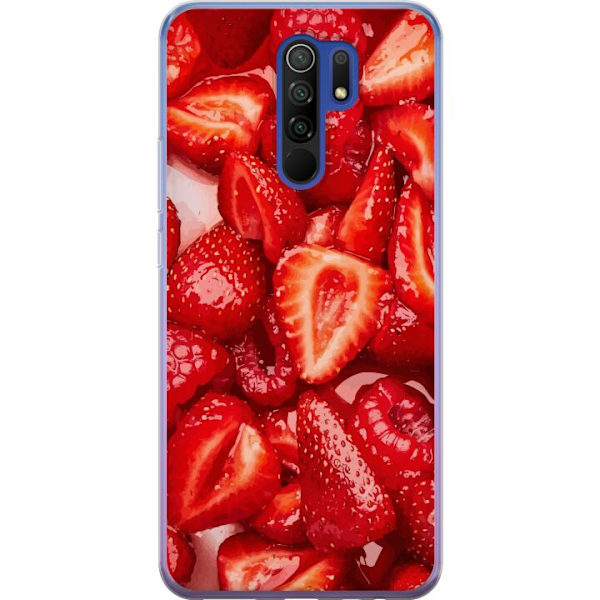Xiaomi Redmi 9 Läpinäkyvä kuori Mansikkakuviointi - makea motiivi kesäfiiliksellä